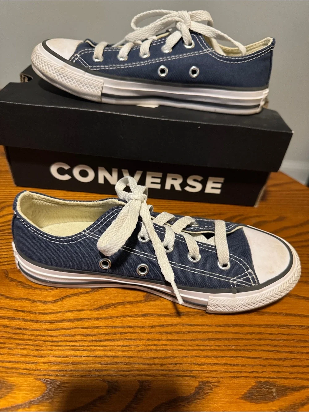 Converse All Star Kids Navy Low-Top Canvas Sneakers with White Trim